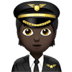 🧑🏿‍✈️ pilot: dark skin tone display on Apple